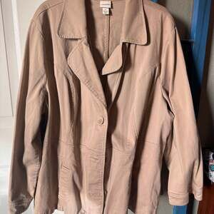 Venezia Lane Bryant Tan Khaki Button Up Cotton Blazer Jacket Size 18